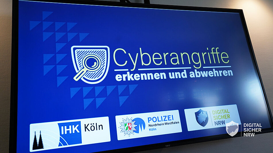 Bildschirmaufnahme mit dem Titel der Veranstaltung "Cyberangriffe erkennen und abwehren"