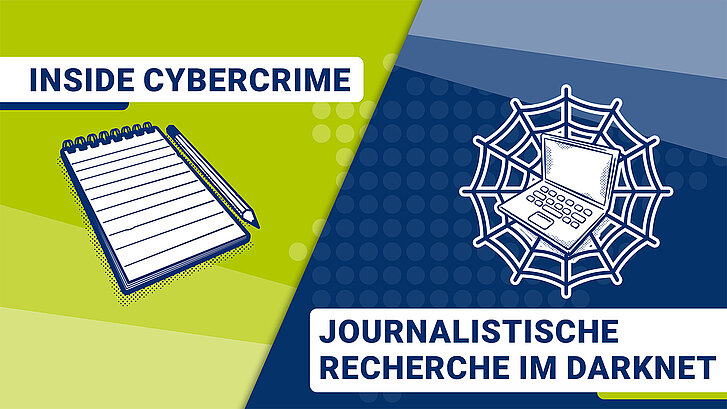 Illustrion eines Notizblocks und ein Laptop im Spinnennetz