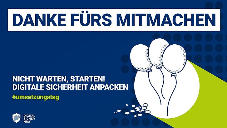 Drei weiße Luftballons und Konfetti auf blauem Hintergrund